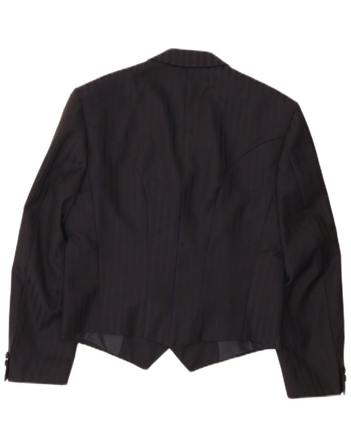 Jaqueta blazer masculina Wilvorst com peito duplo Reino Unido 36 pequena listrada azul marinho