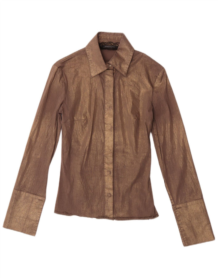 Camisa formal feminina Patrizia Pepe IT 40 algodão marrom pequeno