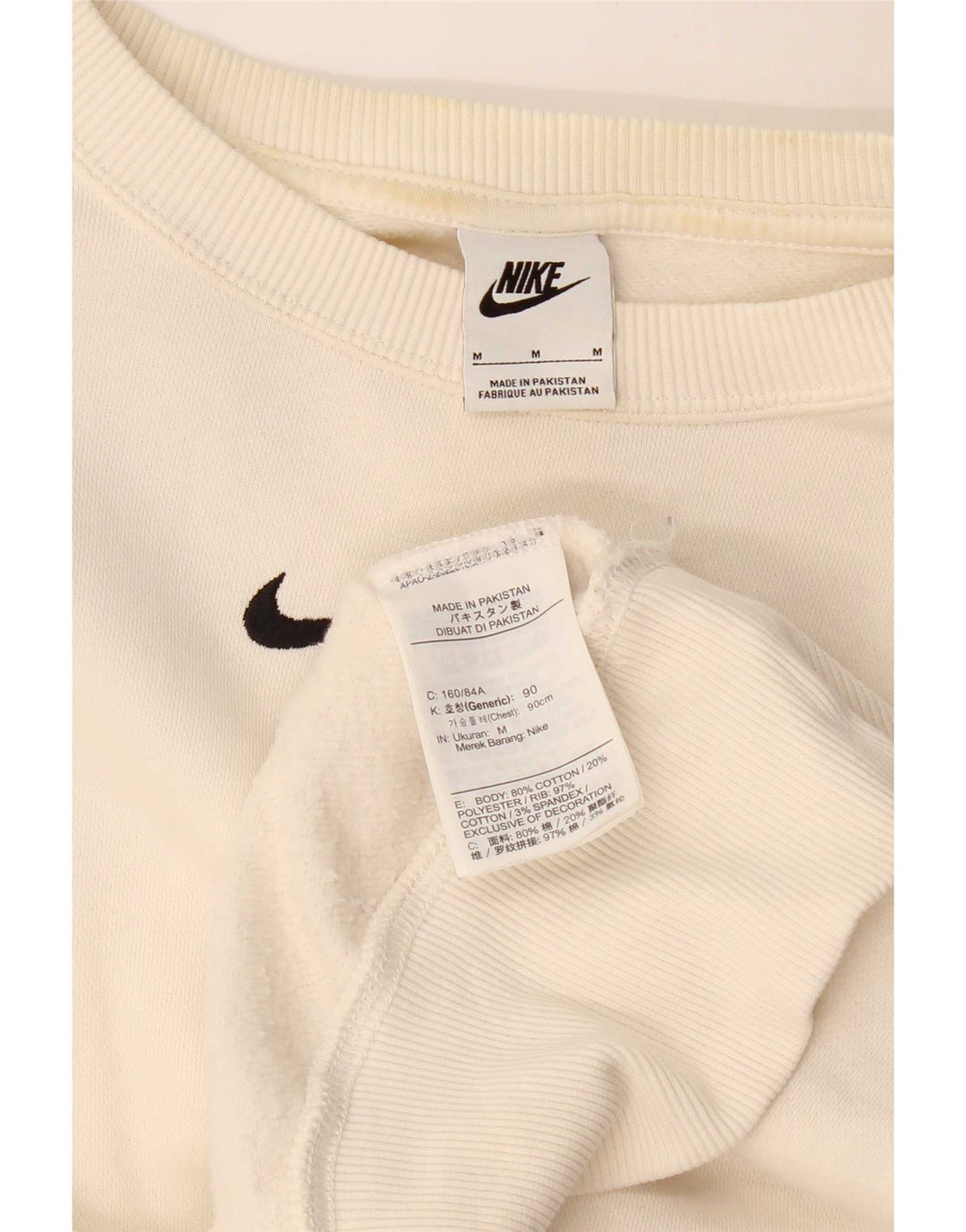 Nike Womens Crop Oversized Moletom Jumper UK 14 Médio Algodão Branco