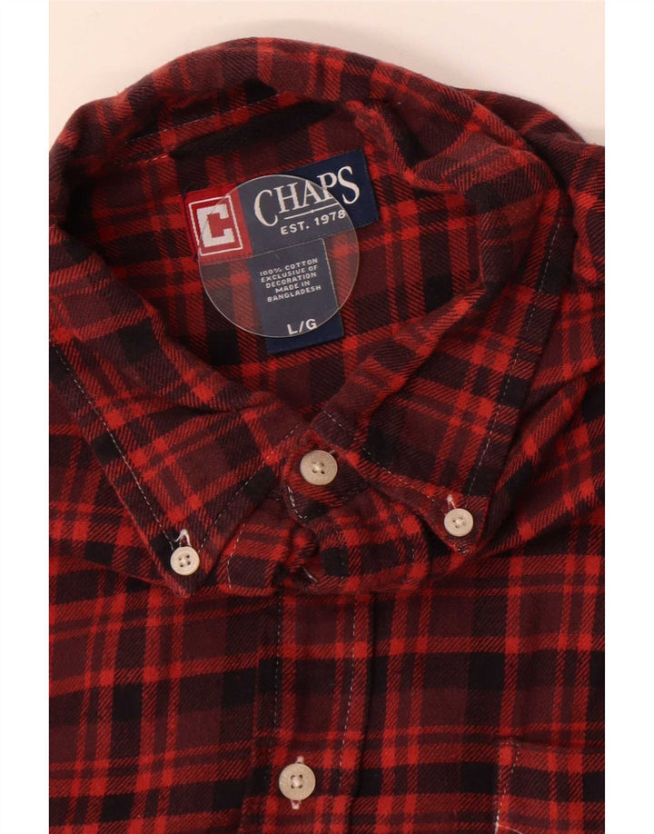 Camisa masculina de flanela Chaps grande algodão xadrez Borgonha