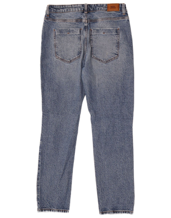 Zara Jeans femininos desgastados slim EU 36 XS W26 L27 azul