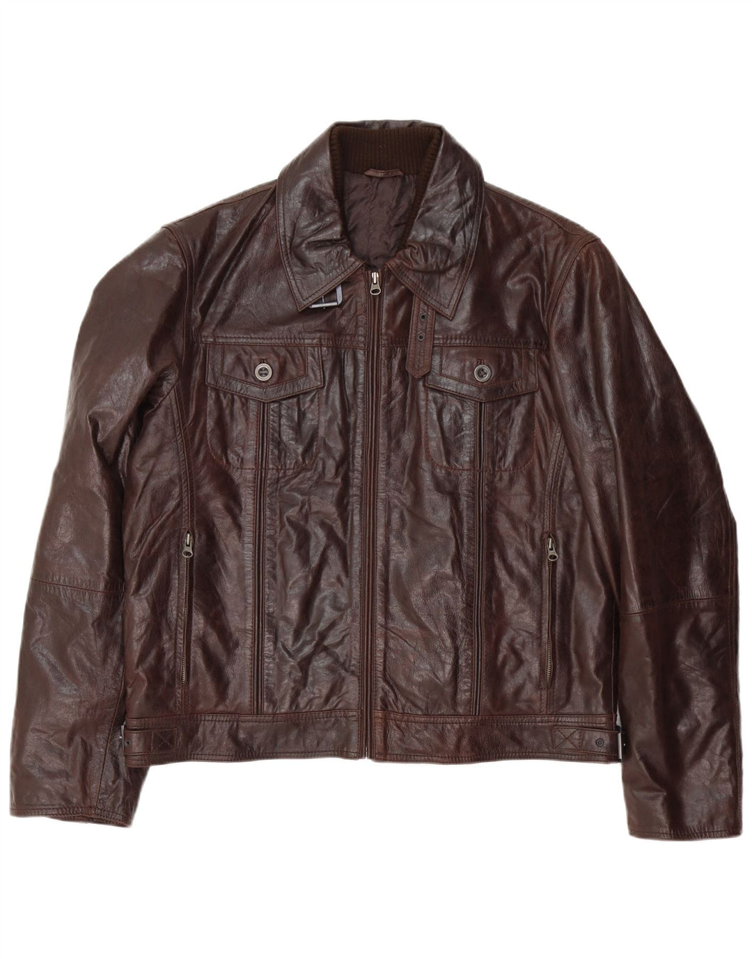 Jaqueta de couro bomber masculina vintage IT 54 2XL couro marrom