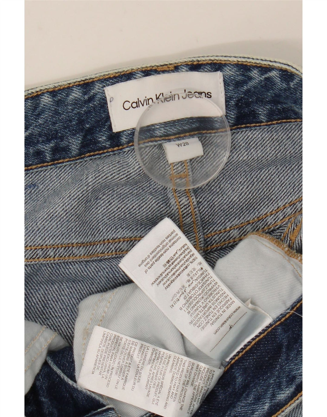 Calça jeans feminina CALVIN KLEIN desgastada W28 L28 algodão azul