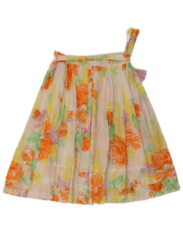 Saia plissada feminina vintage UK 12 médio W27 algodão floral multicolorido