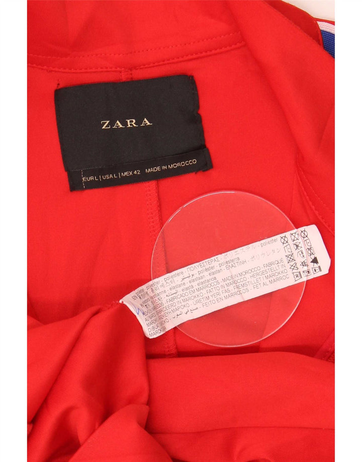 Zara Mens Treino Top Jaqueta Grande Poliéster Colorblock Vermelho