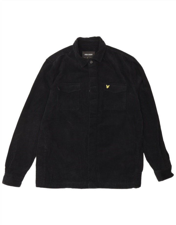 Camisa masculina de veludo cotelê LYLE & SCOTT médio algodão preto