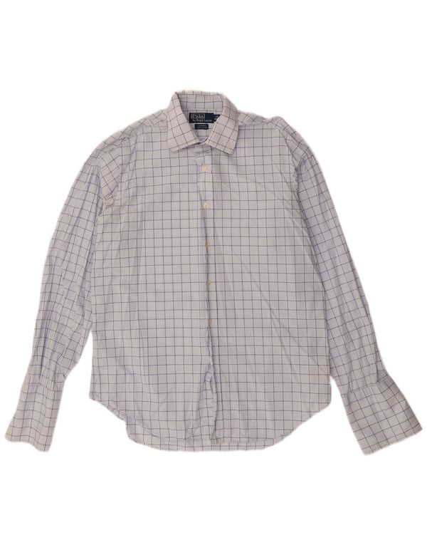 Camisa formal masculina Polo Ralph Lauren Curham tamanho 16 40/41 grande xadrez azul