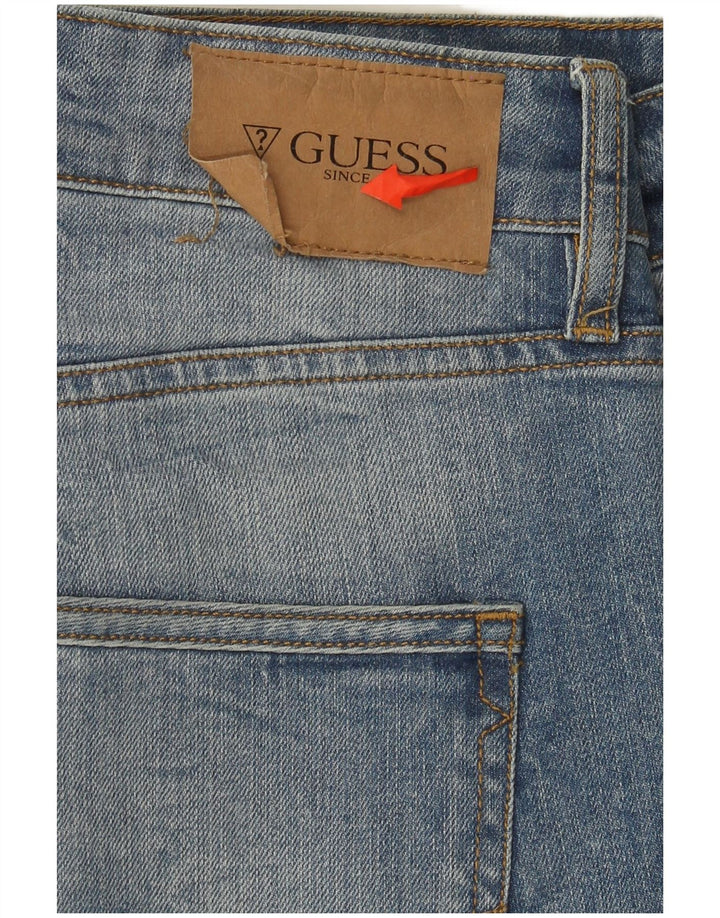 Guess Calça jeans masculina desgastada W33 L32 azul algodão