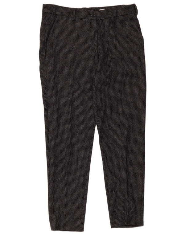 Calça feminina Brax de ajuste macio UK 10 pequena W30 L29 cinza houndstooth