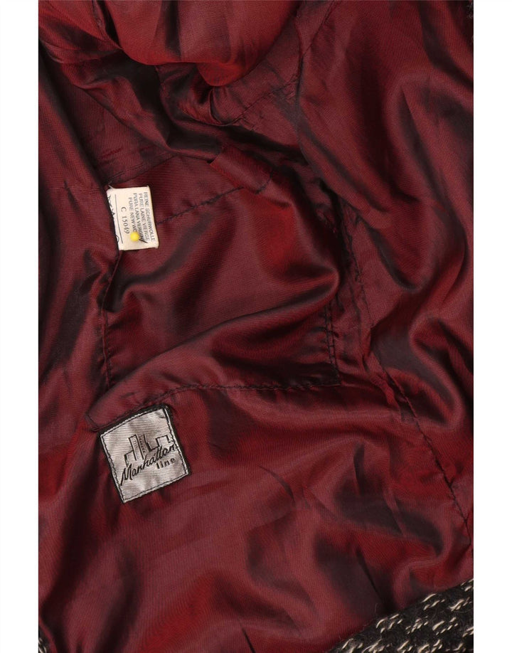 Jaqueta blazer masculina de 1 botão Manhattan UK 40 grande lã xadrez preta