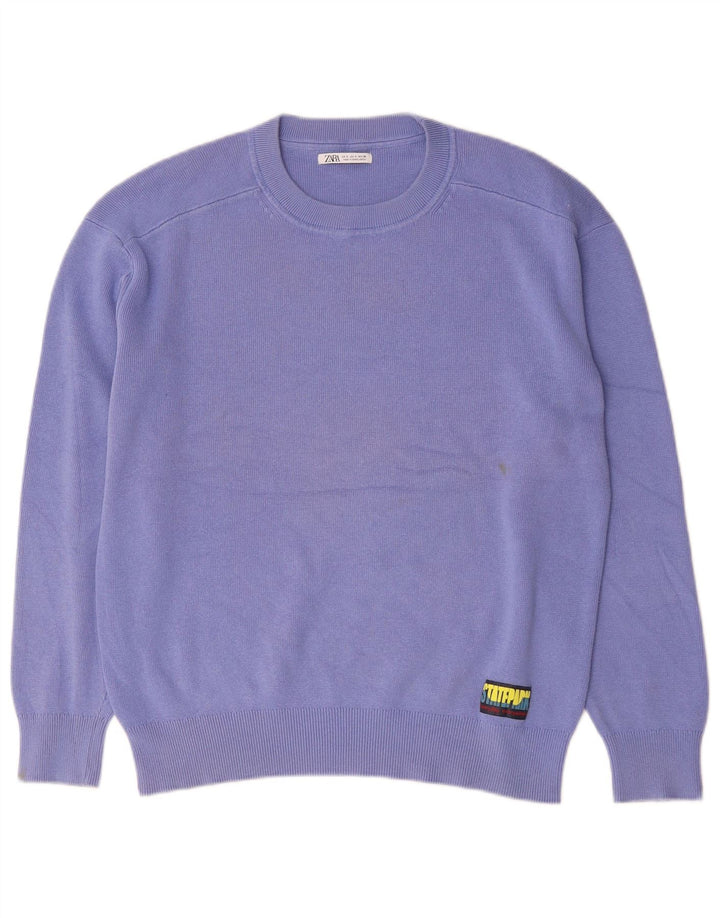 Suéter masculino Zara com gola redonda e algodão roxo pequeno