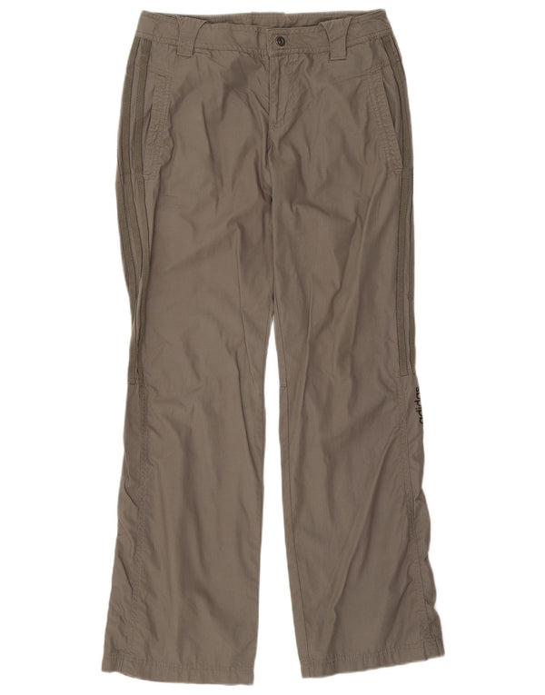 Calças de caminhada femininas Adidas UK 10 pequenas W28 L29 algodão cáqui