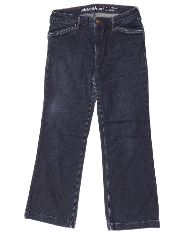 Calça jeans feminina Curvy Bootcut Eddie Bauer W32 L28 algodão azul marinho