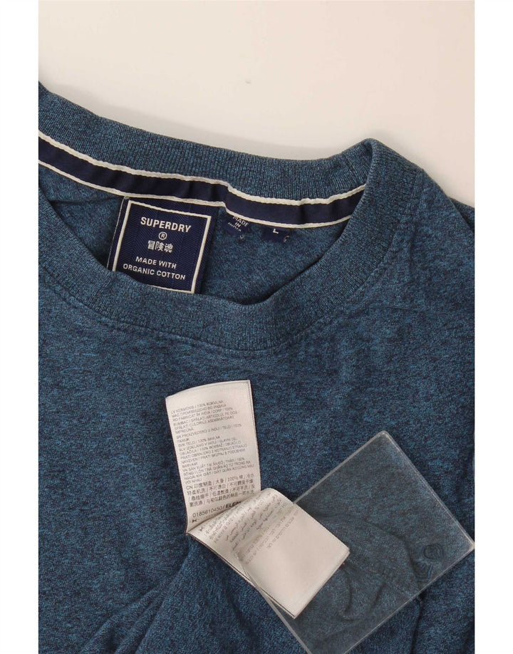 Camiseta masculina Superdry Top grande algodão manchado azul
