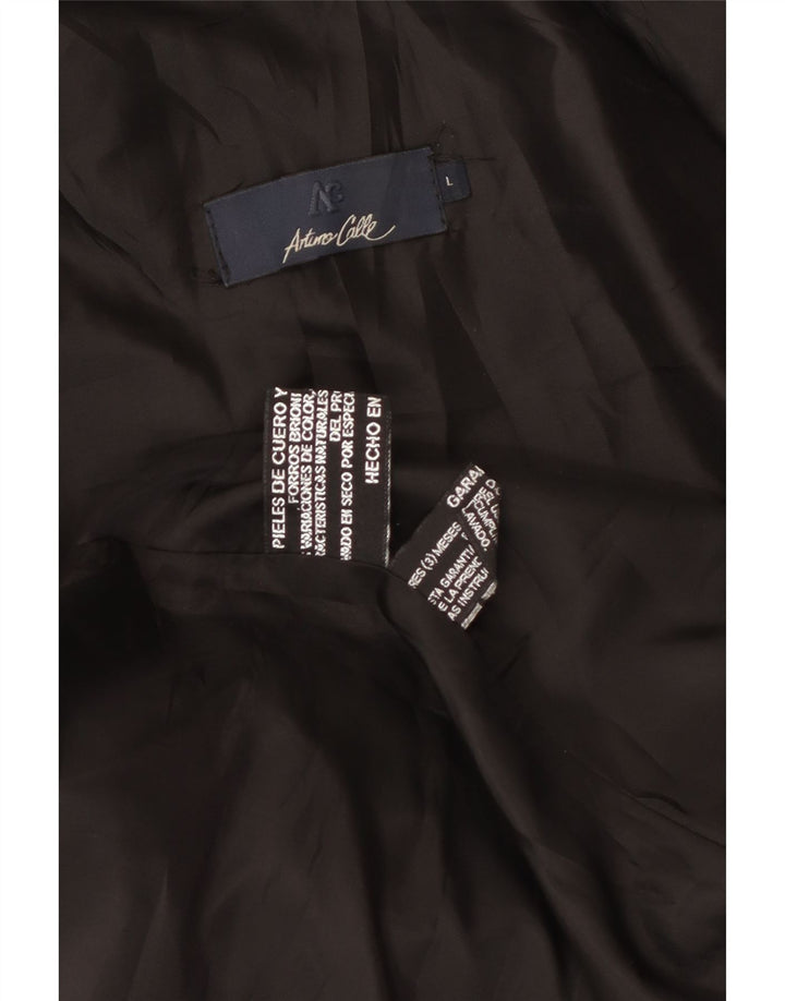 Jaqueta de couro masculina Arturo Calle Reino Unido 40 grande couro preto
