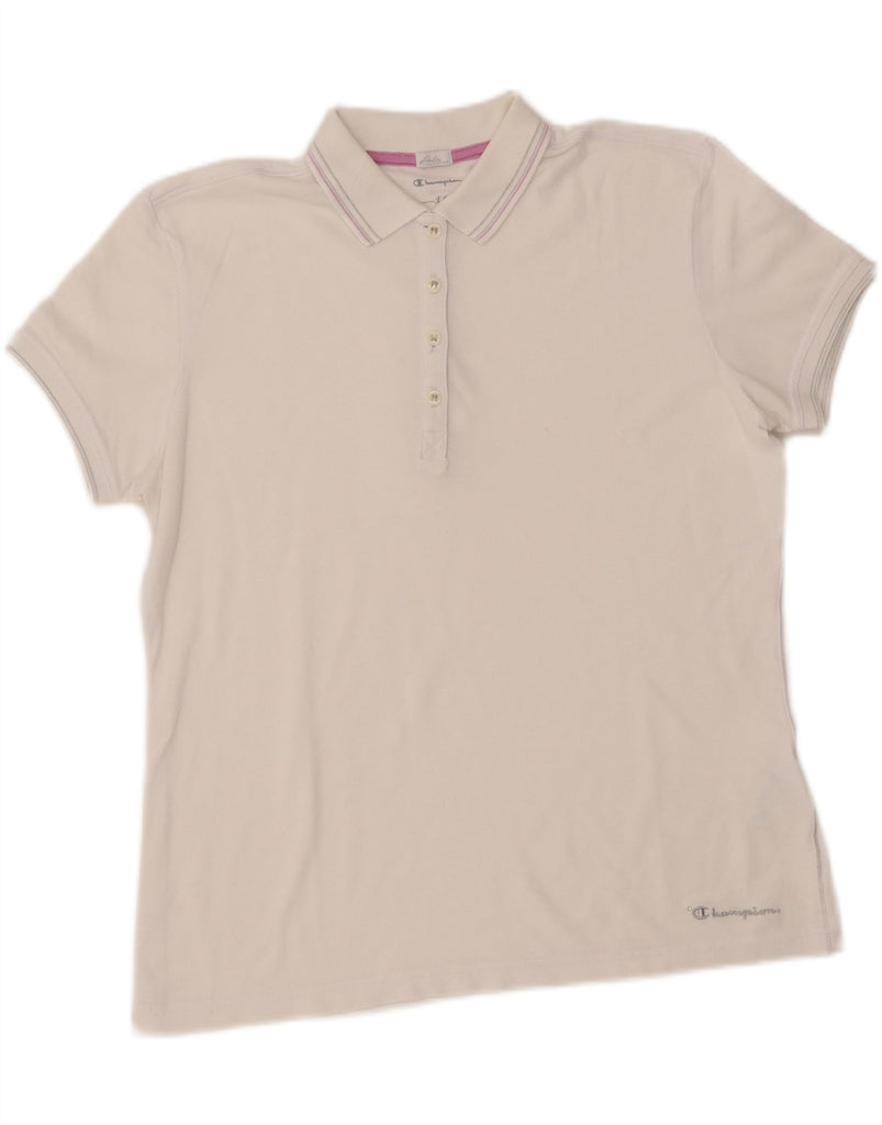 CHAMPION Womens Easy Fit Polo Shirt UK 18 XL White Vintage Champion and Second-Hand Champion from Messina Hembry 