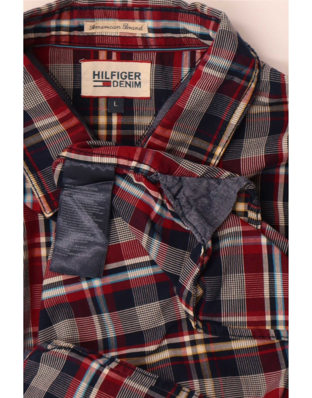 Camisa masculina Tommy Hilfiger grande xadrez multicolorida de algodão