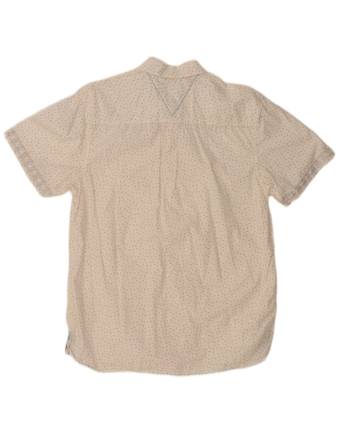 WHITE STUFF Camisa masculina clássica de manga curta pequena de algodão manchado branco