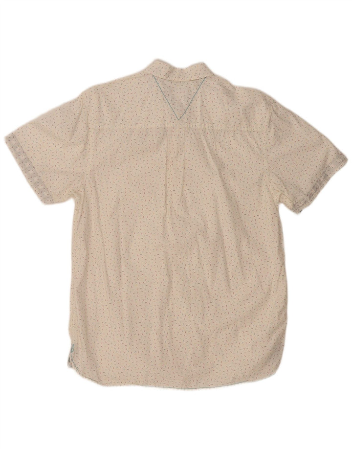 WHITE STUFF Camisa masculina clássica de manga curta pequena de algodão manchado branco