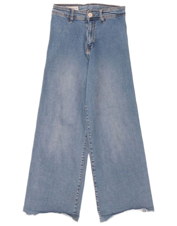Zara Girls Jeans de cintura alta com perna larga 13-14 anos W26 L28 Azul