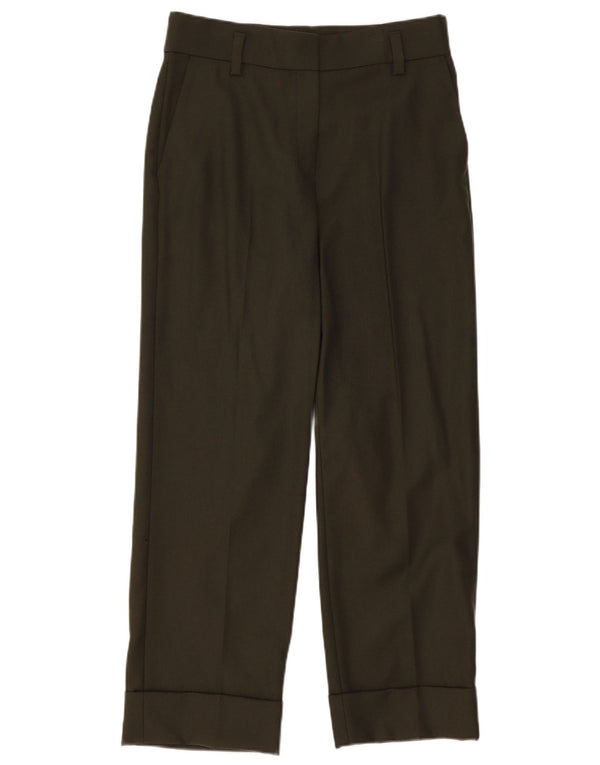 Calça feminina reta Massimo Dutti UE 38 pequena W28 L27 lã cáqui