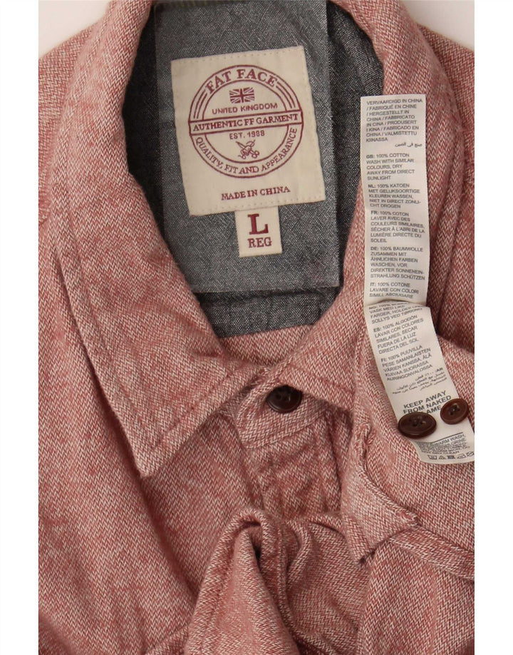 Camisa masculina de flanela Fat Face grande algodão rosa