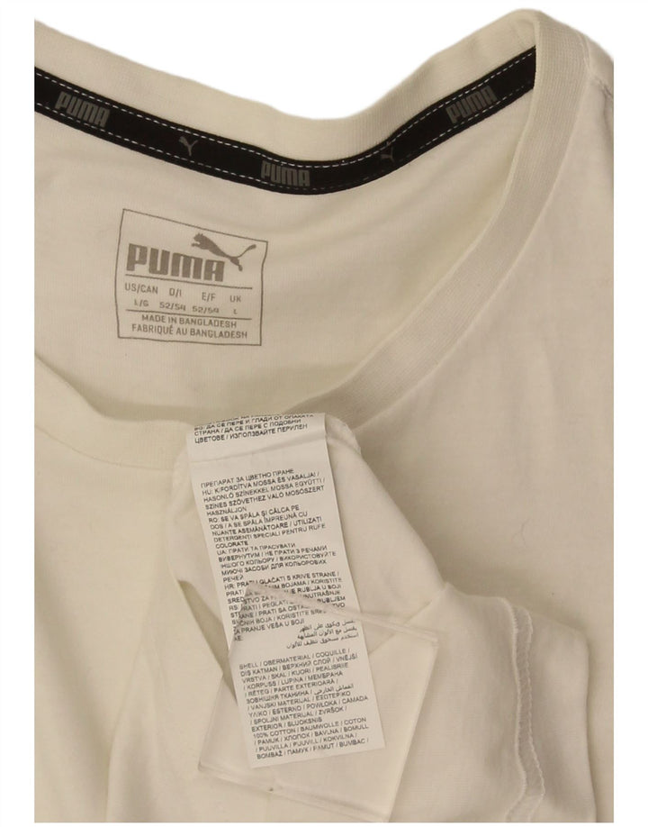 Puma Mens Graphic T-Shirt Top Grande Algodão Branco