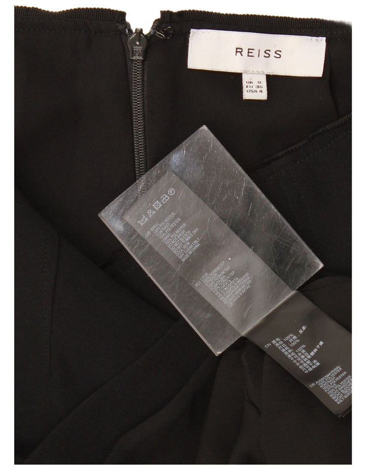 Saia assimétrica feminina REISS UK 8 pequena W28 poliéster preto