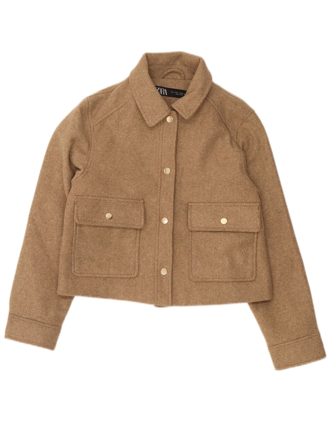 Jaqueta Bomber Feminina Zara UK 10 Pequeno Poliéster Marrom
