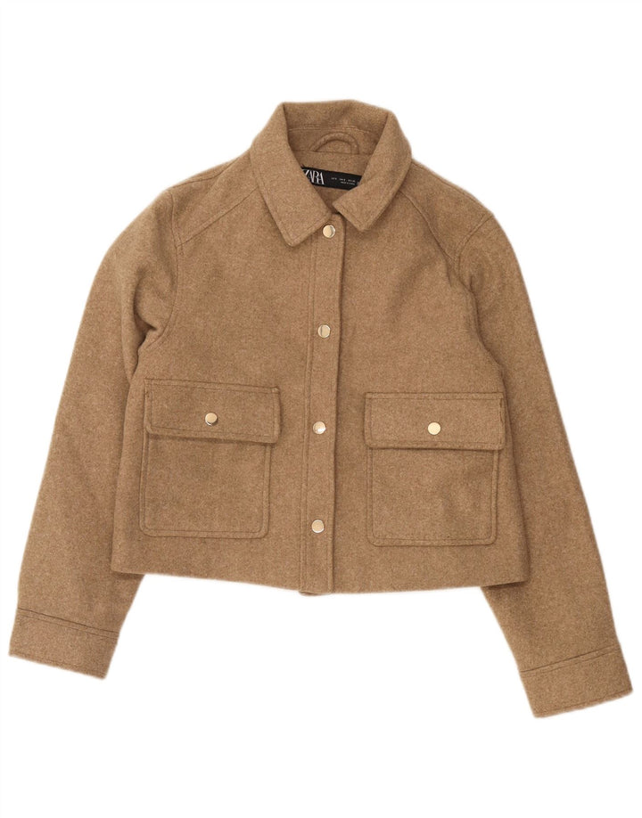 Jaqueta Bomber Feminina Zara UK 10 Pequeno Poliéster Marrom