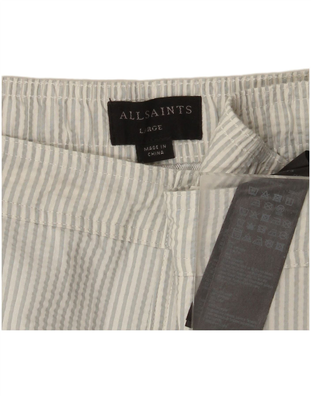 Shorts de natação masculino All Saints poliéster listrado azul grande