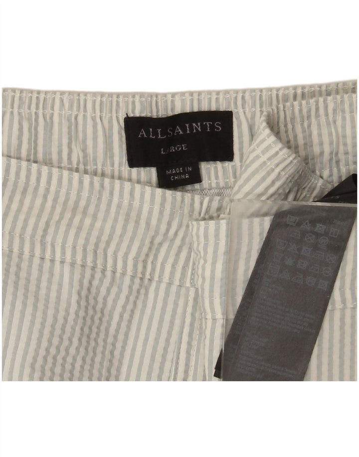 Shorts de natação masculino All Saints poliéster listrado azul grande