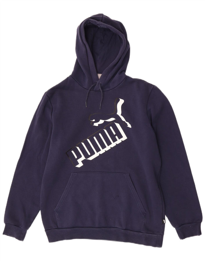 Puma masculino gráfico moletom com capuz médio algodão azul marinho