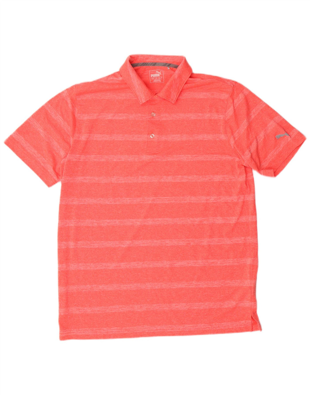 Camisa polo masculina PUMA grande poliéster listrado rosa