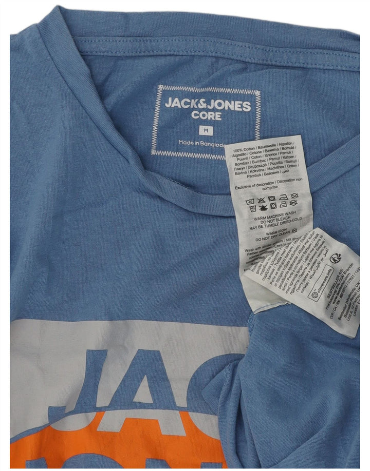 Camiseta gráfica masculina Jack & Jones Top médio algodão azul