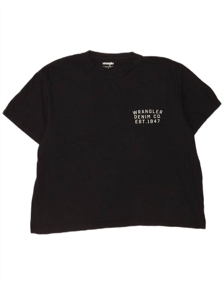 Wrangler Camiseta masculina grande de algodão preto