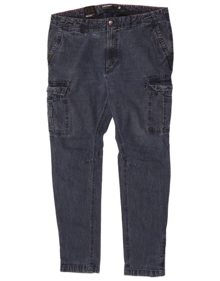 Superdry Mens Cargo Slim Jeans W36 L32 Azul Algodão