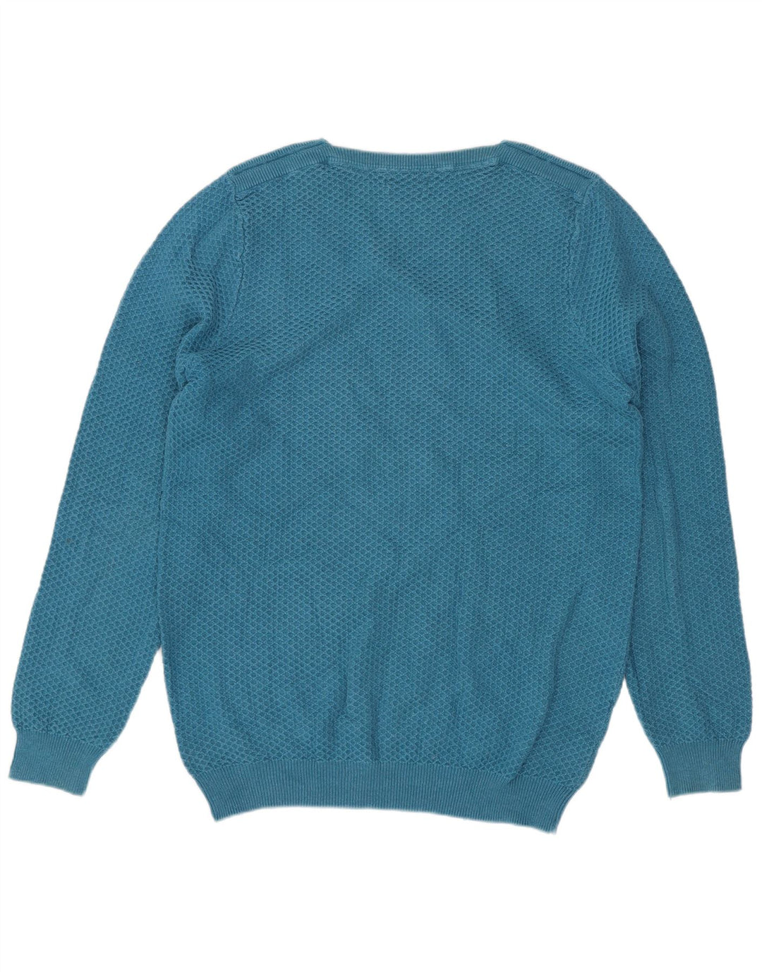 Suéter masculino Massimo Dutti com gola canoa de algodão azul médio