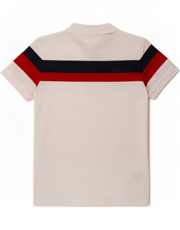 Camisa polo masculina Tommy Hilfiger Regular Fit médio branco algodão colorblock