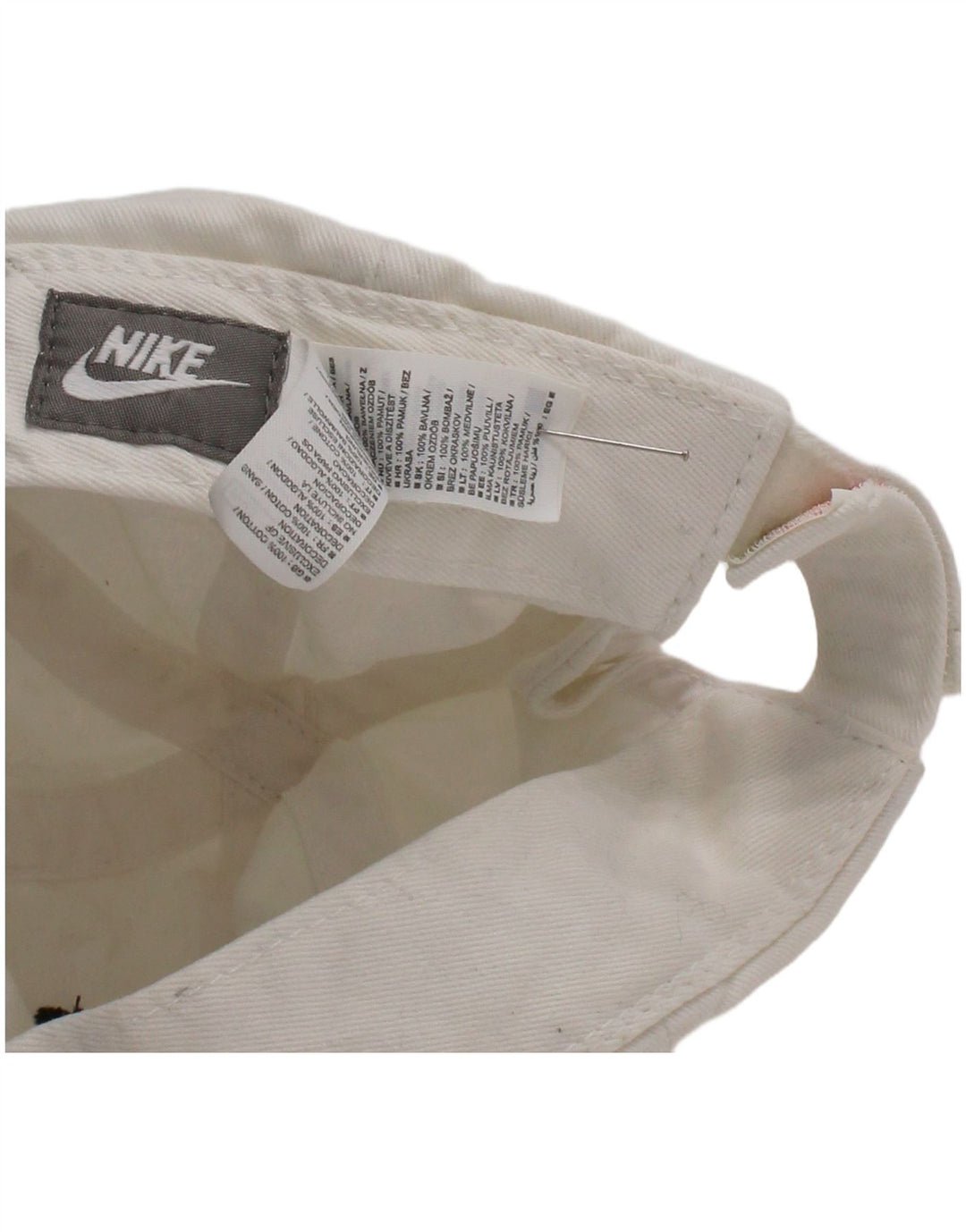 Boné de beisebol Nike Boys 7-8 anos pequeno/médio algodão branco