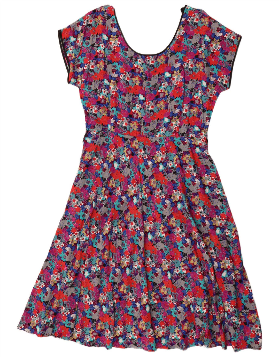 Vestido feminino VINTAGE A-Line EU 44 XL multicolorido floral viscose