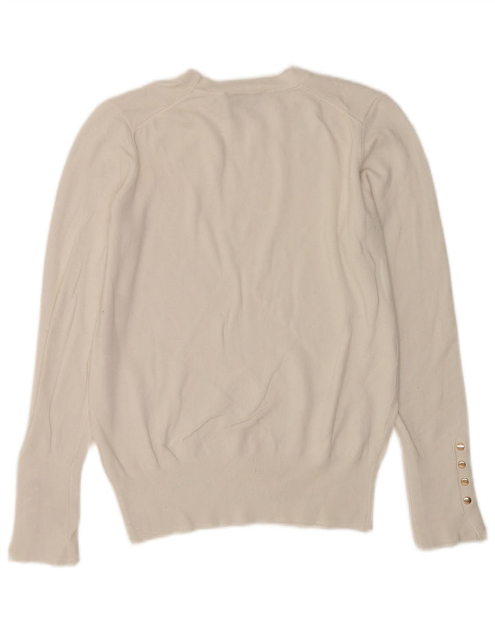 Zara Suéter feminino com gola redonda, Reino Unido 12 Médio Branco