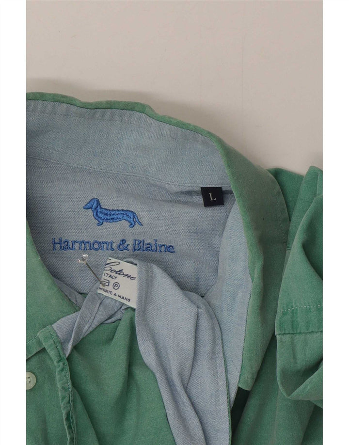 Camisa masculina Harmont & Blaine grande algodão verde