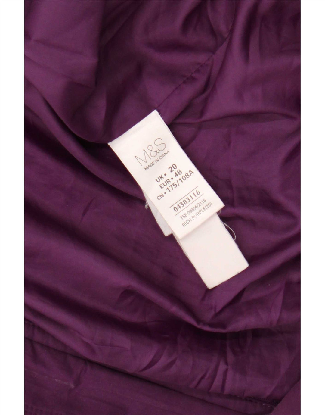 Jaqueta parka feminina com capuz Marks & Spencer Reino Unido 20 2XL poliéster roxo