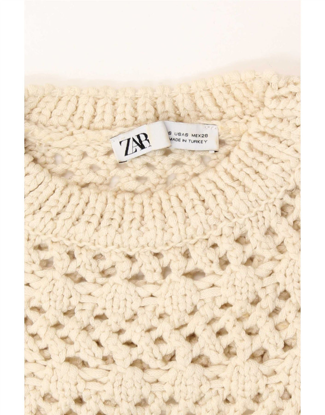 Zara Womens Knit See Through Top UK 8 Pequeno Acrílico Bege