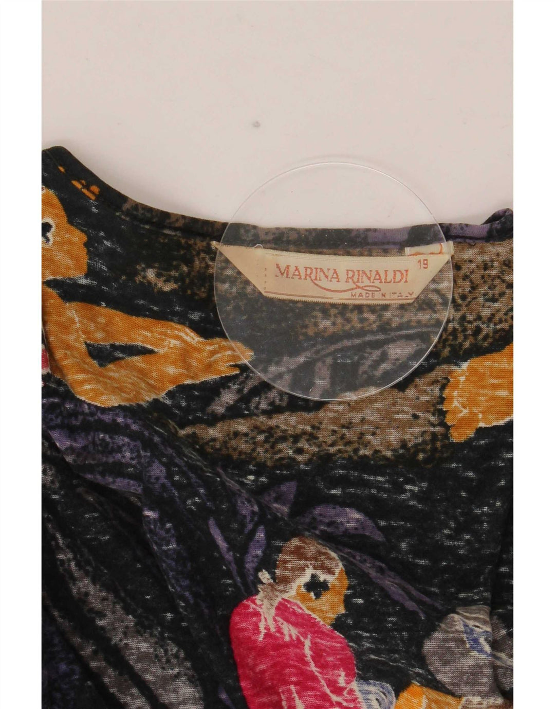 Marina Rinaldi Camiseta feminina com padrão abstrato tamanho superior 19 pequeno multicor