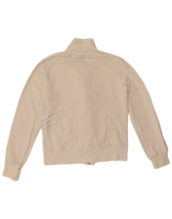 ADIDAS Womens Crop Tracksuit Top Jacket UK 10 Pequeno Algodão Branco