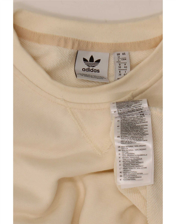 Adidas Womens Graphic Oversized Sweatshirt Jumper UK 12 Medium Off White