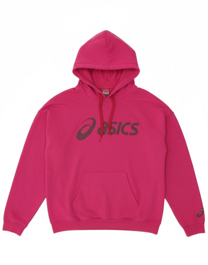 ASICS feminino gráfico moletom com capuz UK 16 grande algodão rosa