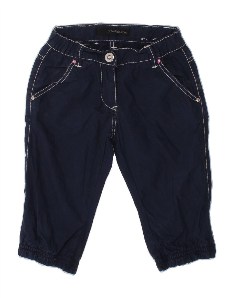 CALVIN KLEIN Girls Slim Chino Trousers 4-5 Years W18 L10 Navy Blue Cotton Vintage Calvin Klein and Second-Hand Calvin Klein from Messina Hembry 